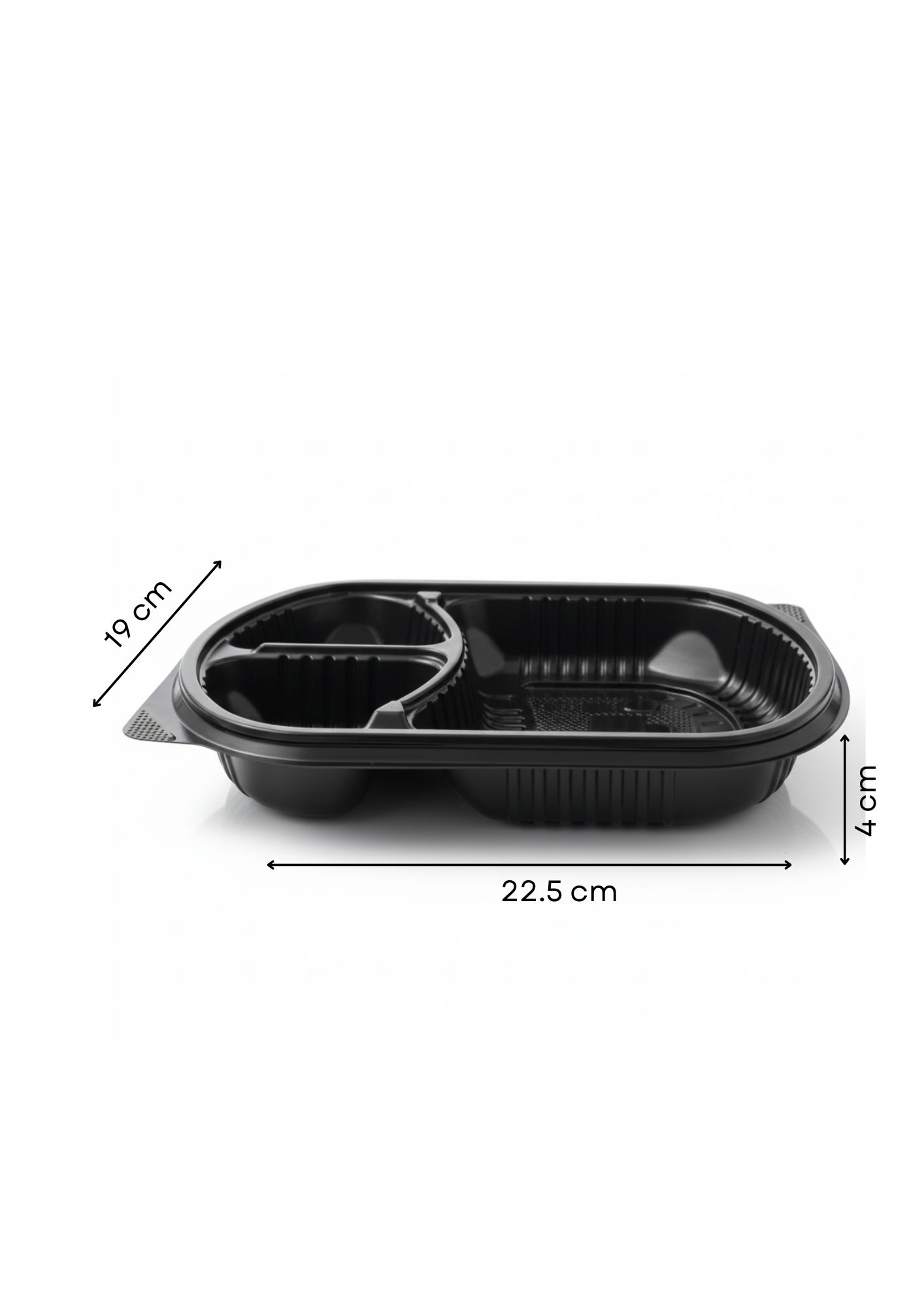 Black Base Container with Lid 3- Compartments measure