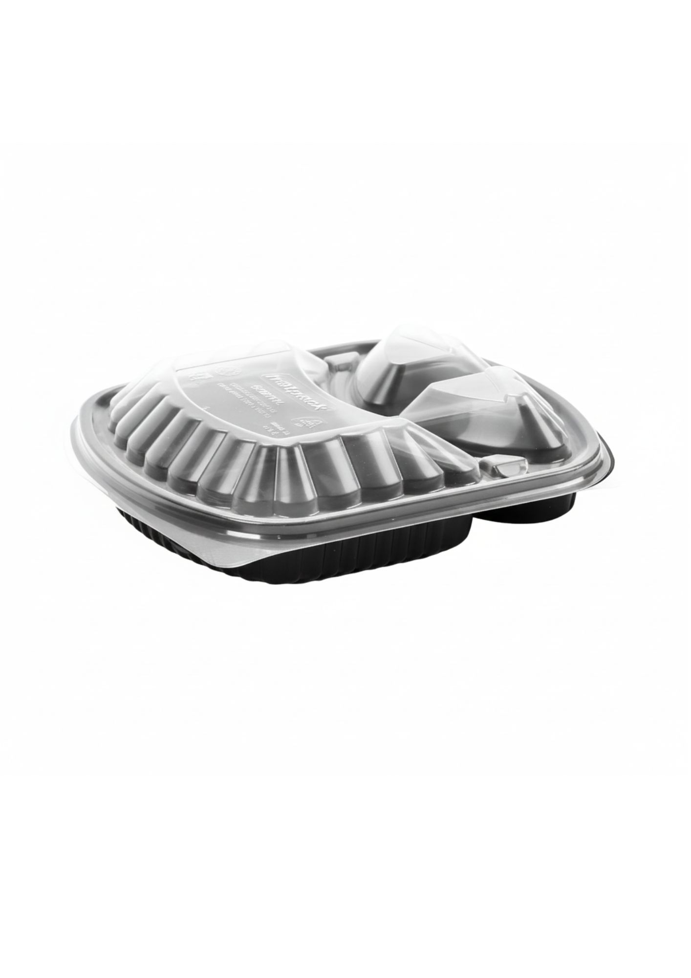 Black Base Container with Lid 3- Compartments with lid