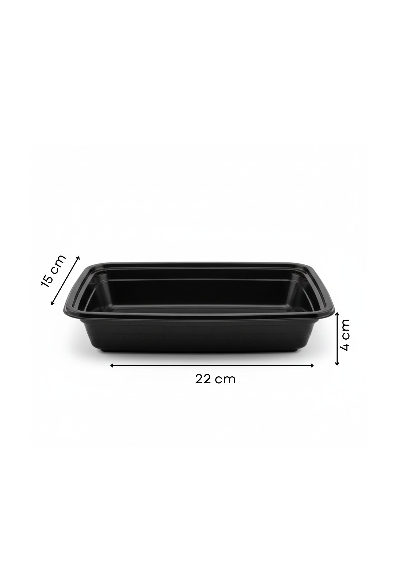 Black Rectangle Container - RE28 without lid measure (1)
