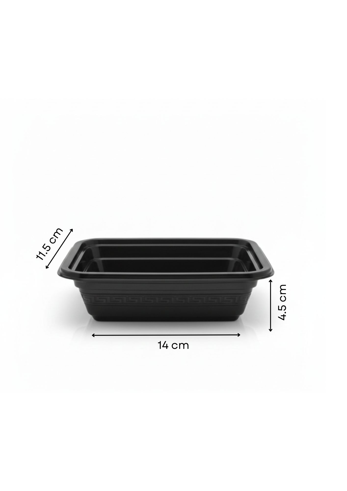 Black Rectangle Container – RE12 without lid measure