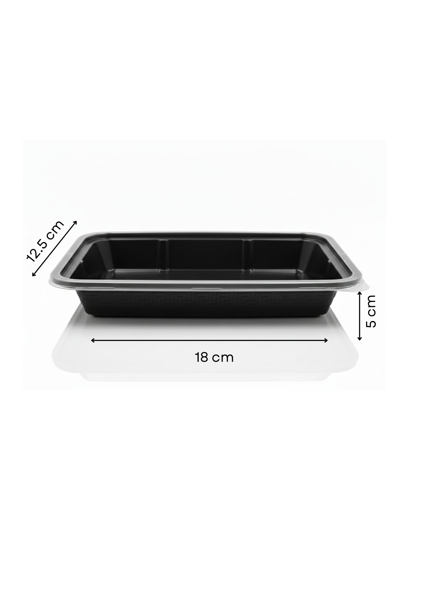 Black Rectangle Container – RE24 with lid measure