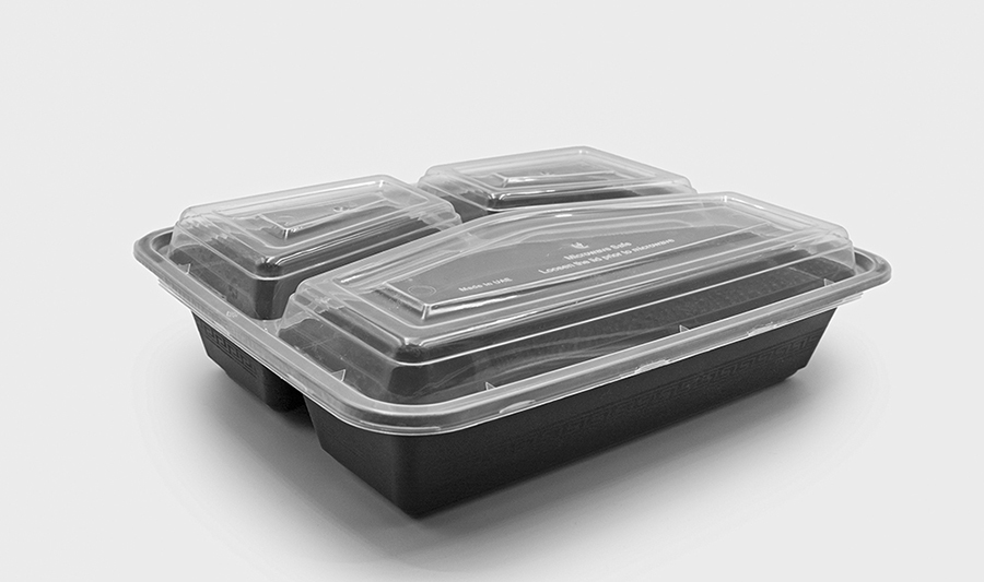 Black Base Rect Round Microwavable Container