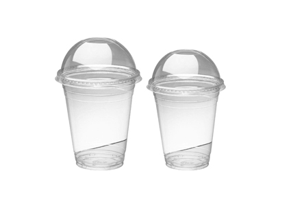 Plastic Juice Cup PET Clear with Dome Lid (Cosmoplast) (50 pcs)  -12oz/14oz/16oz - Al Afrah Plastic Product Trading