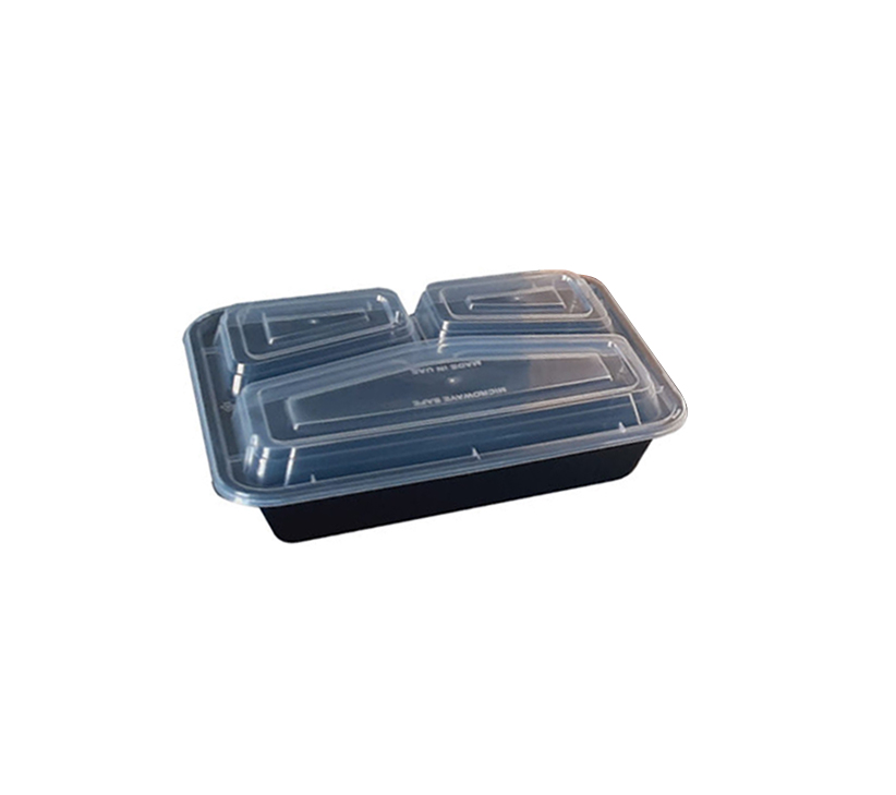 Microwaveable Containers Black 3-Comp Base, 3-Comp - 150 Pack (260578)