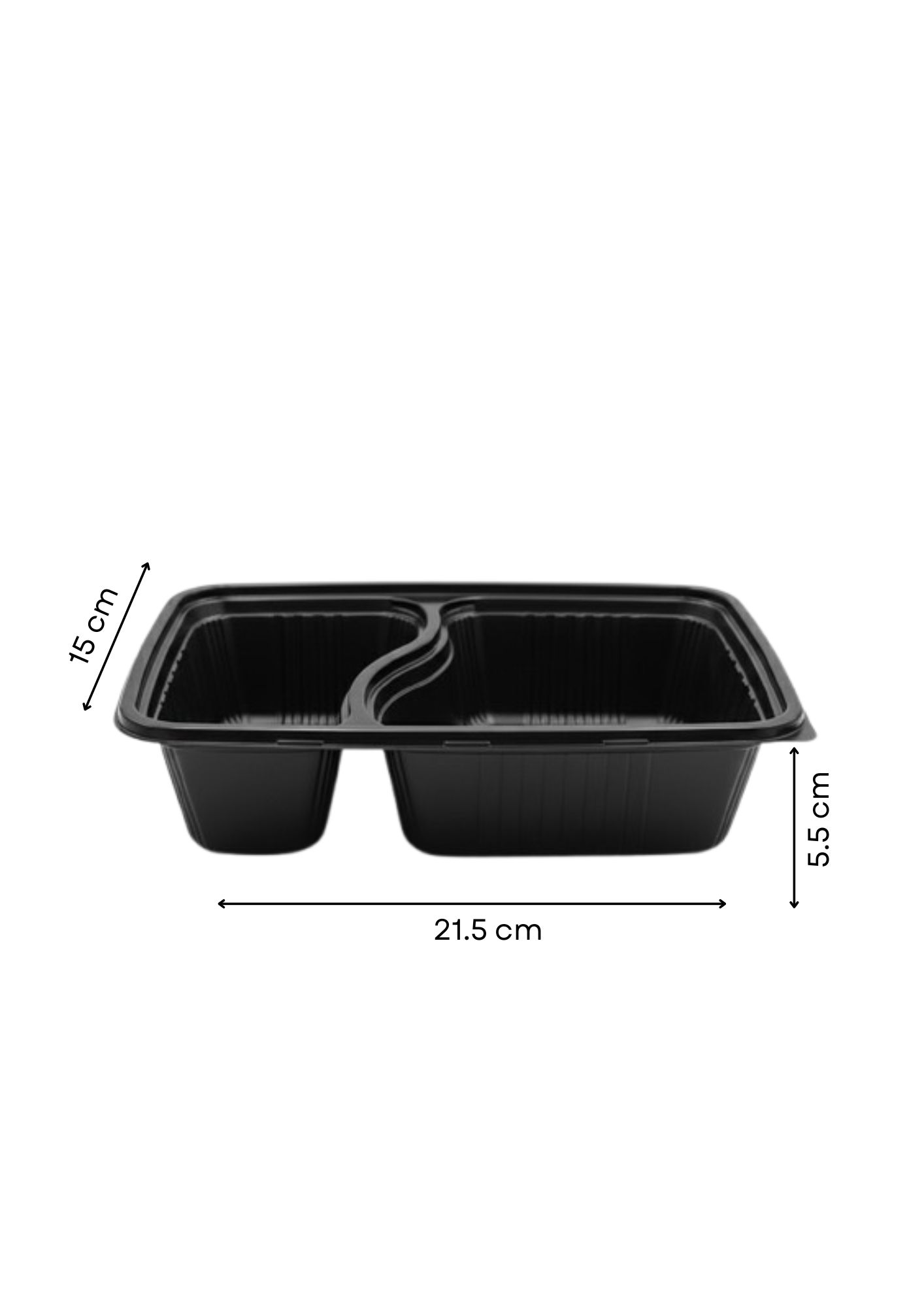 Black Base Microwave container 2 Portion With Lid – RE232 without lid measure