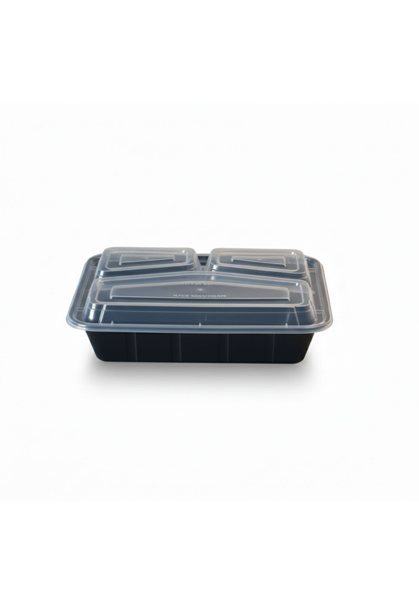 Black Base Microwave container 3 Portion With Lid – RE342