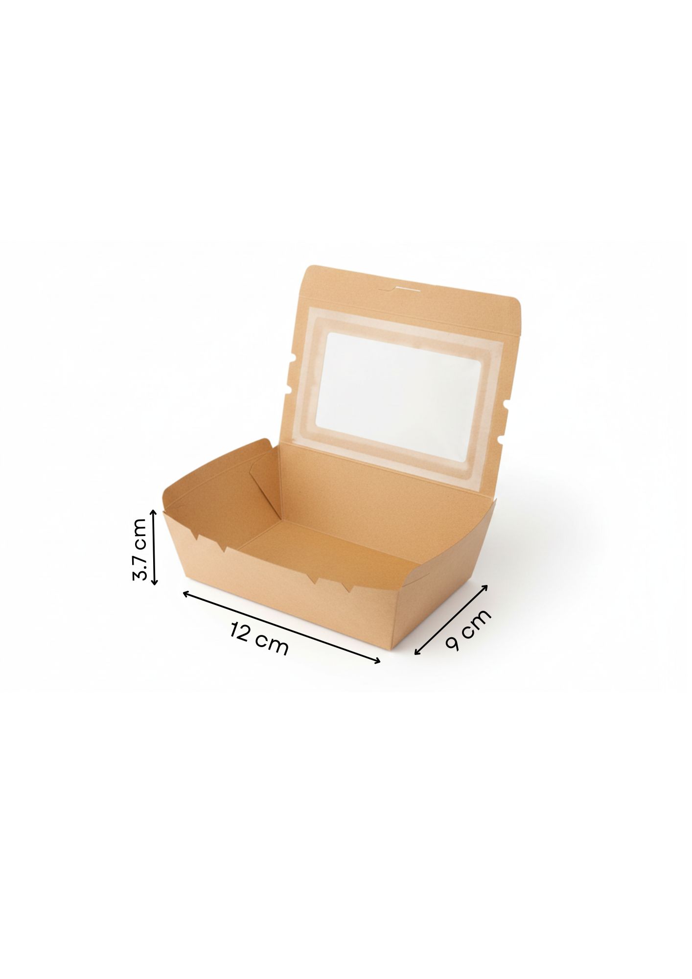 Kraft Lunch Box with Window - Ex. small(400ml) open measure