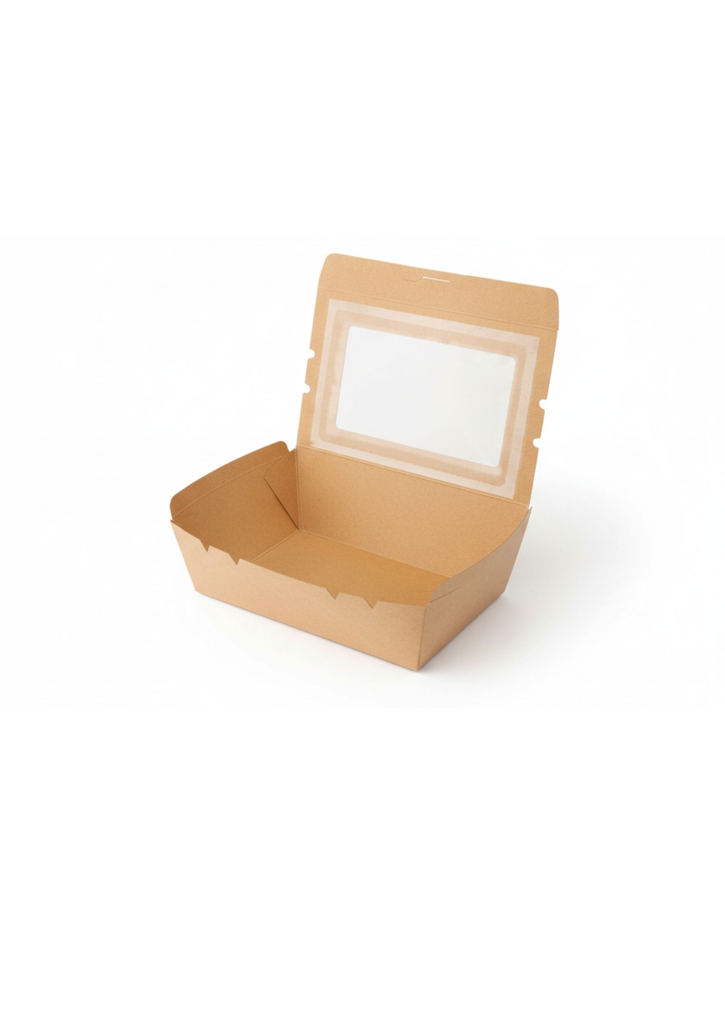 Kraft Lunch Box with Window - Ex. small(400ml) open