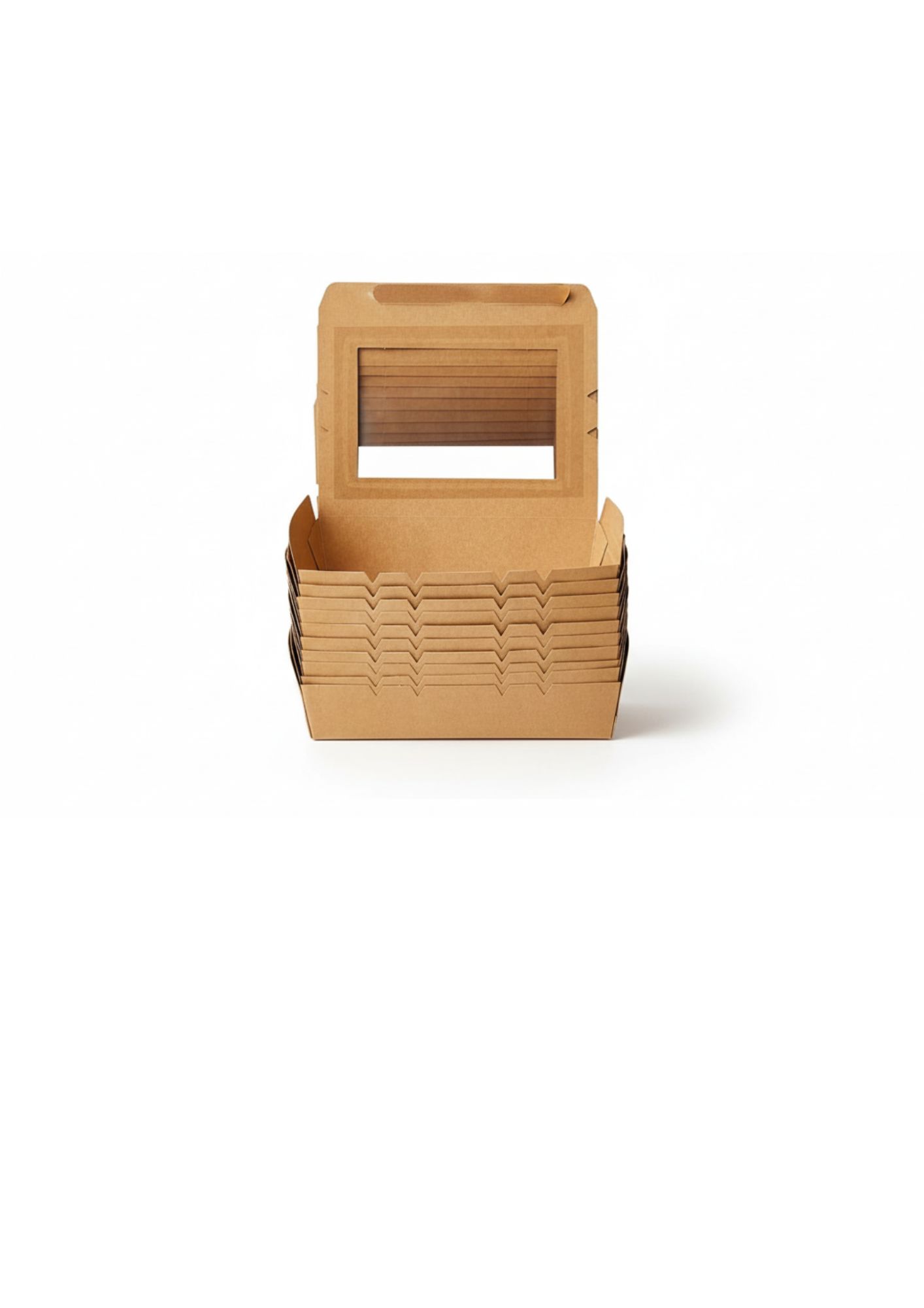 Kraft Lunch Box with Window – Ex. small(400ml) open