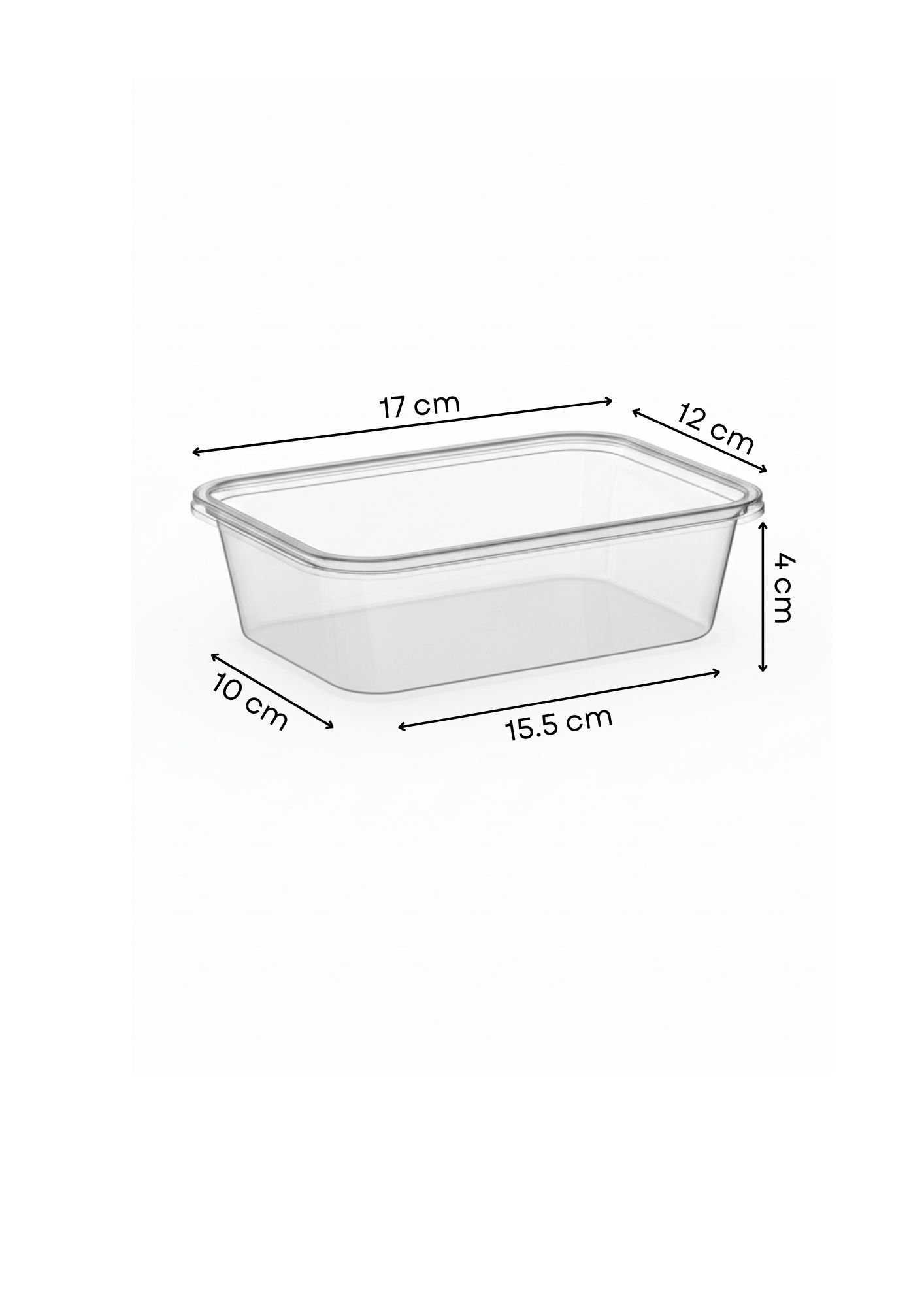 Microwave Container Clear Rectangle - 500ml without lid measure