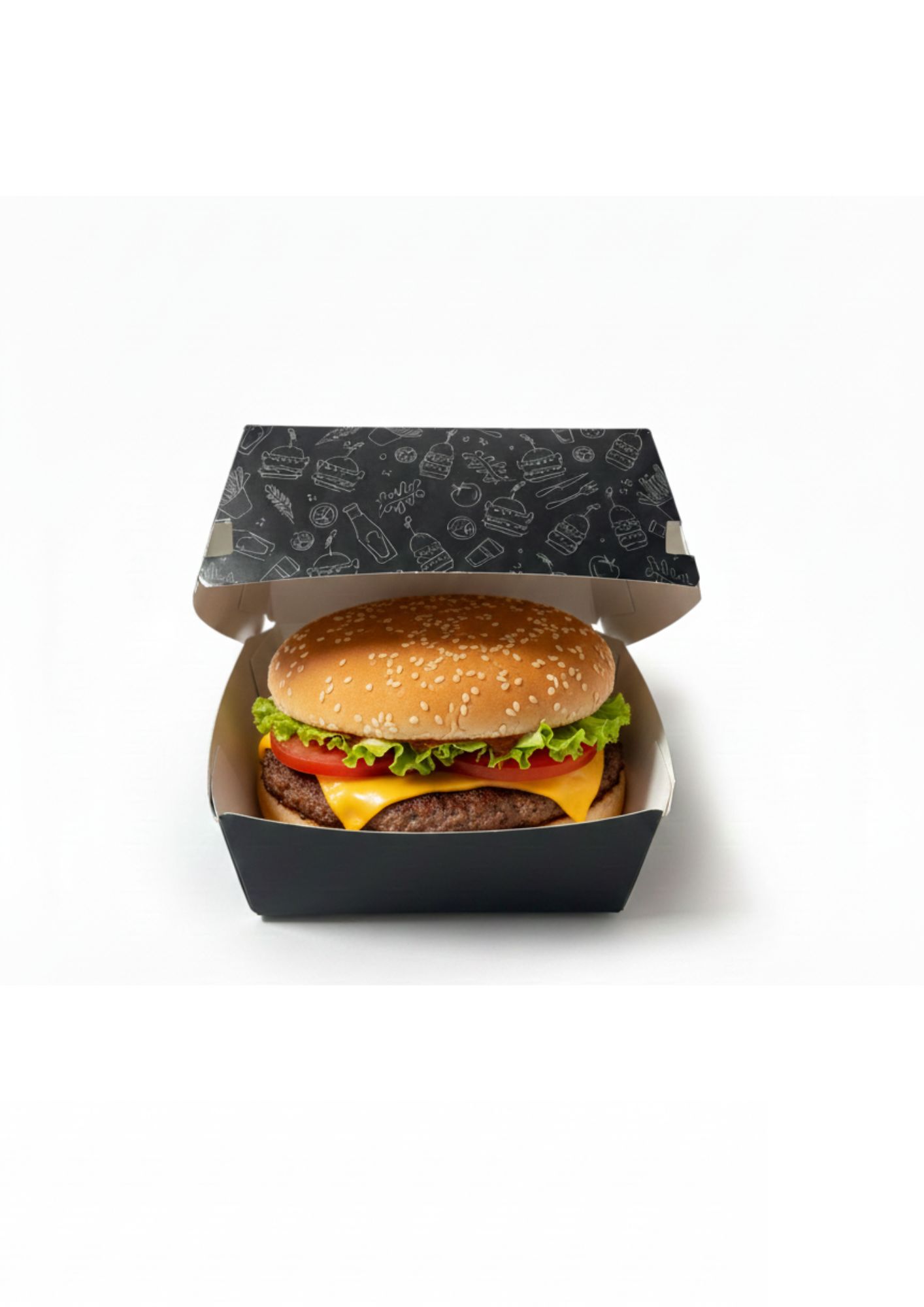 burger box black with burger
