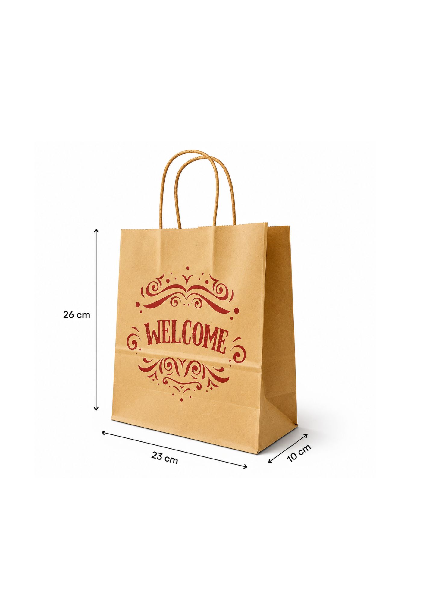 Kraft Paper Bag (232610)(Welcome)(400Pcs) Measure