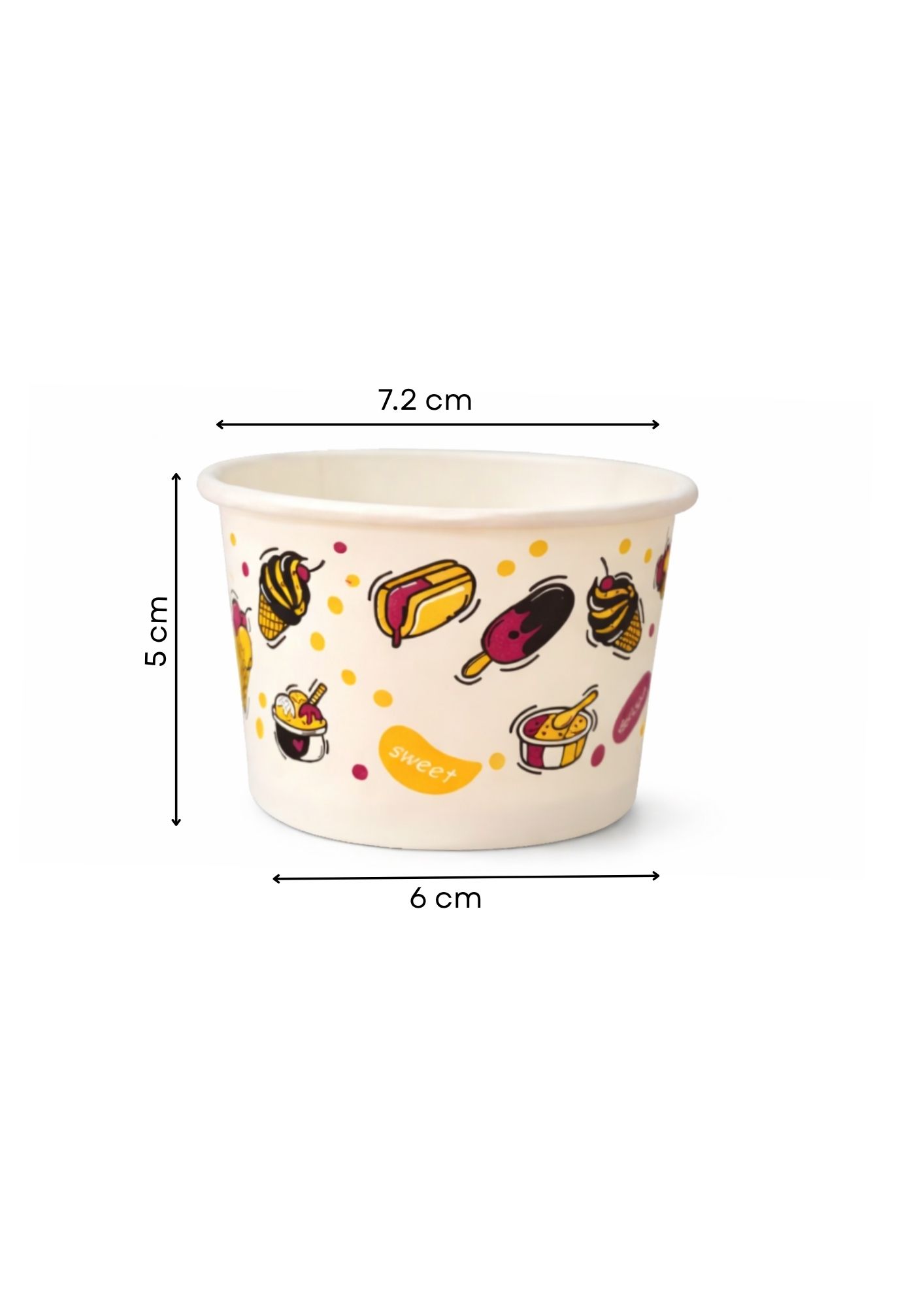 Paper Ice Cream Cup Printed 4 Oz (1000Pcs) measure (1)