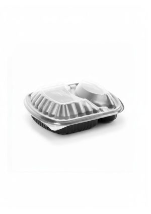 Black Base Container with Lid 2- Compartments