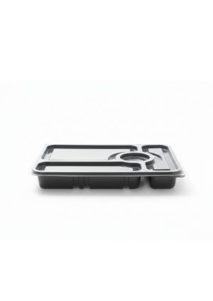 Black Base Container with Lid 4- Compartments - cosmoplast