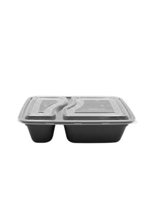 Black Base  Microwave container 2 Portion With Lid - RE232