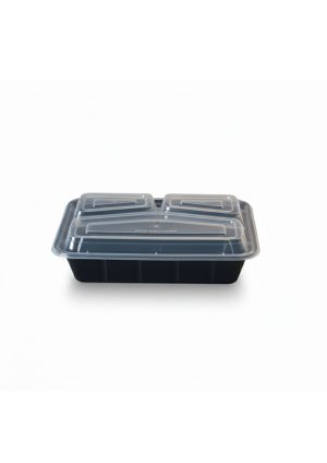 Black Base  Microwave container 3 Portion With Lid - RE342