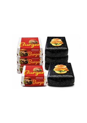 Burger Box Printed 11.5X11.5X8.5Cm Red / Black (250Pcs)
