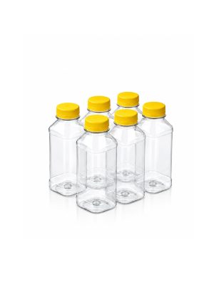 Clear Plastic Bottles with Caps -Square (200ML) [Pack of 169pcs]