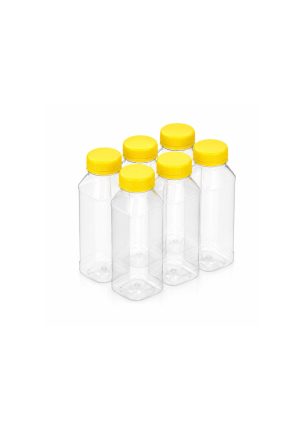 Clear Plastic Bottles with Caps -Square (250ml) [Pack of 100pcs]