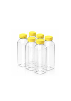 Clear Plastic Bottles with Caps -Square (330ML) [Pack of 160pcs]