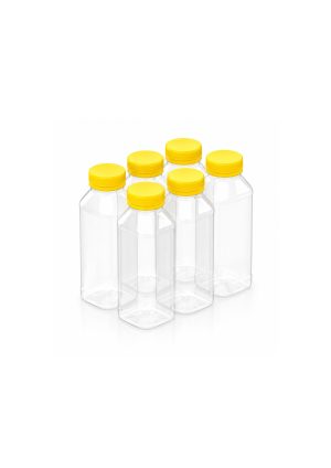 Clear Plastic Bottles with Caps -Square (500ml) [Pack of 126pcs]