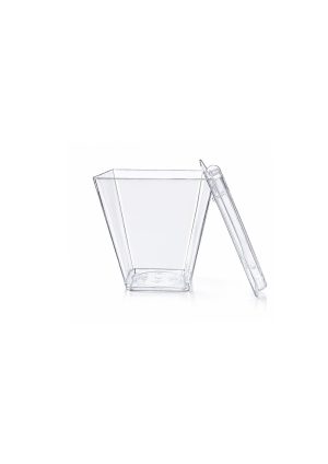 Dessert Cup Square 120Cc Cup + Lid (500Pcs)