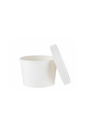 Kraft Soup Tub White 12Oz  (500Pcs) With Paper Lid