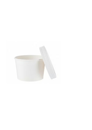 Kraft Soup Tub White 8Oz  (500Pcs) With Paper Lid