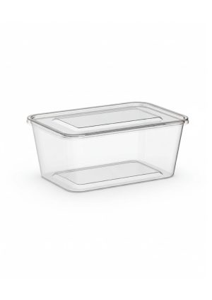 Microwave Container Clear Rectangle -2000ml (100 Pcs)