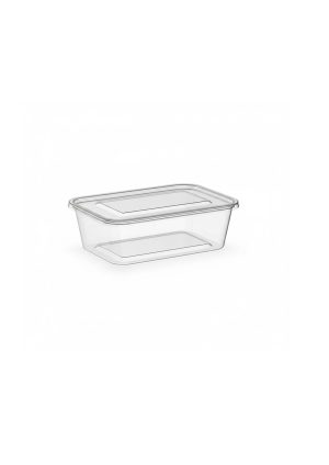 Microwave Container Clear Rectangle 650ml With Lid-100 pcs
