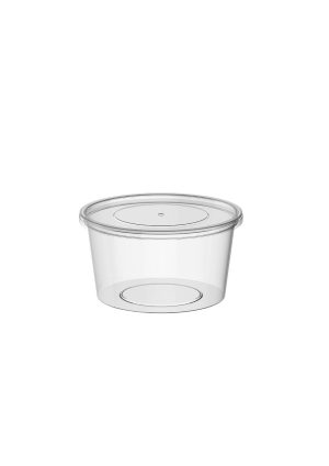 Microwave Container Clear Round 450ml With Lid-100 pcs