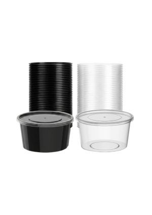 Microwave Container Round - 450ml Black/Clear