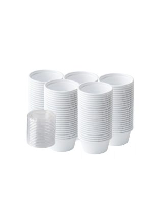Plastic Container White 80cc With Clear Lid -1500 Pcs (cosmoplast)