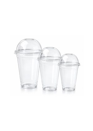 Plastic Juice Cup PET Clear with Dome Lid (MPC)-1000pcs - 10oz/12oz/14oz