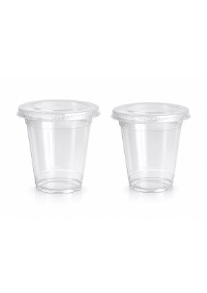 Plastic Juice Cup PET Clear with Flat Lid (MPC)-1000pcs- 10oz/12oz/14oz