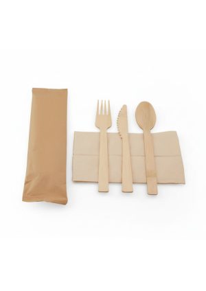 Wooden Cutlery Set Paper Wrapped (1X500Pcs)